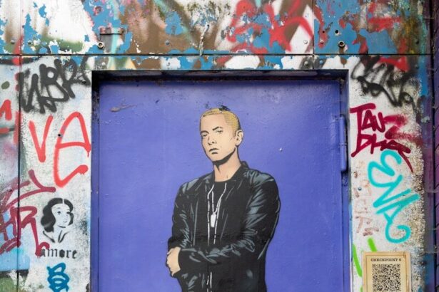 A painting of a man in a black suit