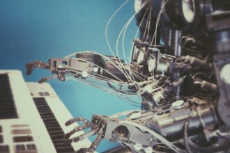 robot playing piano