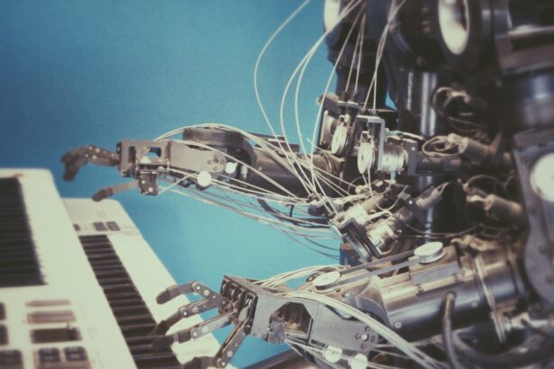 robot playing piano